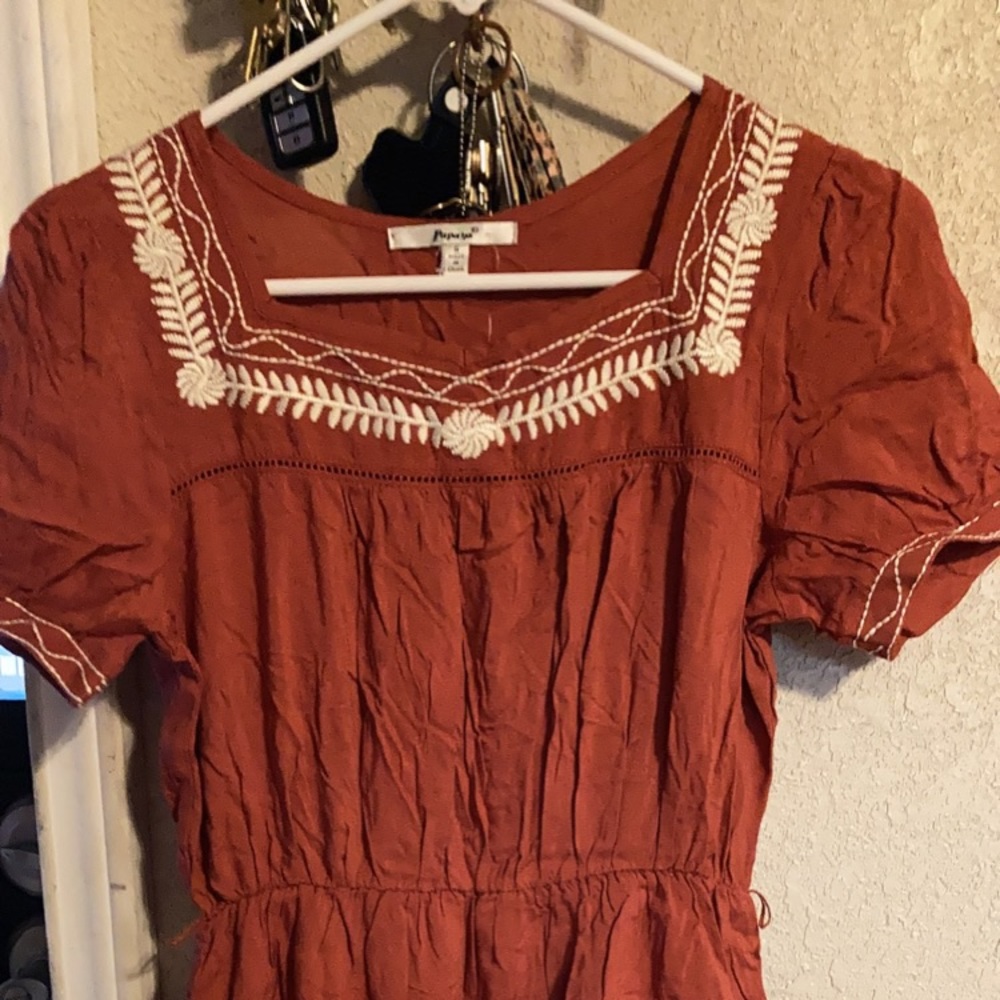 Papaya orange dress Mexican style